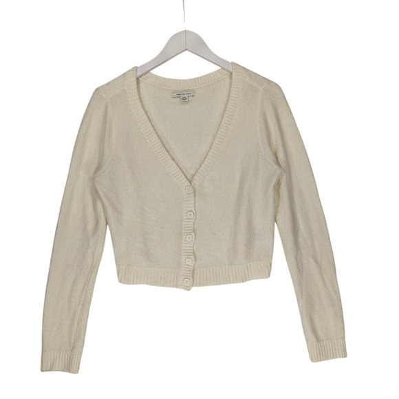 American Eagle Outfitters Sweaters - American Eagle Womens Cream Crew Neck Knit Pullover Sweater Size S Small White